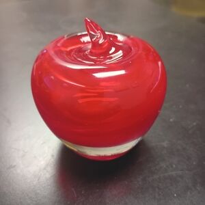 Elegant Red Glass Apple Paperweight.  Teacher Gift.